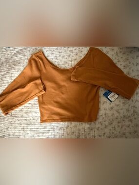 Arizona Jean Company Rust Crop Scoop Neck Top